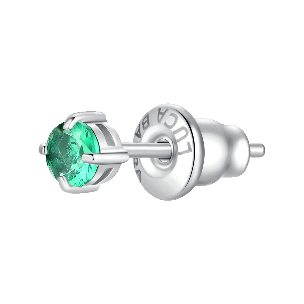 Mono orecchino punto luce donna in acciaio con zircone verde - Luca Barra