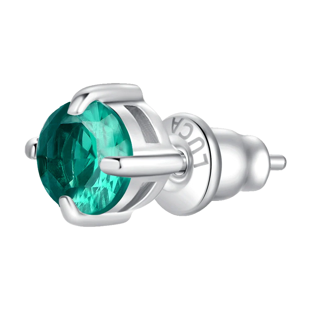 Mono orecchino punto luce donna in acciaio con zircone verde - Luca Barra