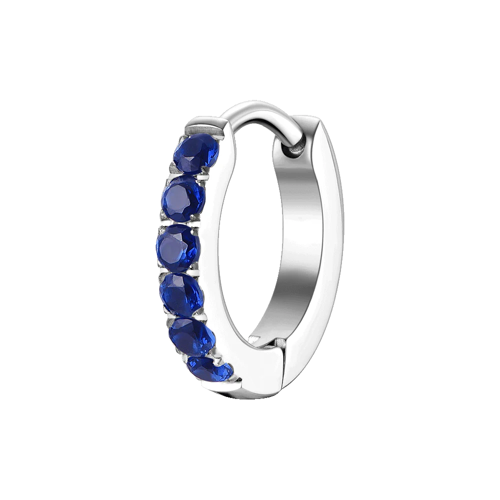 Mono orecchino donna in acciaio con zirconi blu - Luca Barra