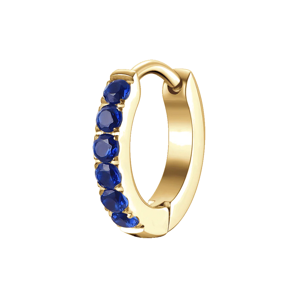 Mono orecchino donna in acciaio IP Gold con zirconi blu - Luca Barra