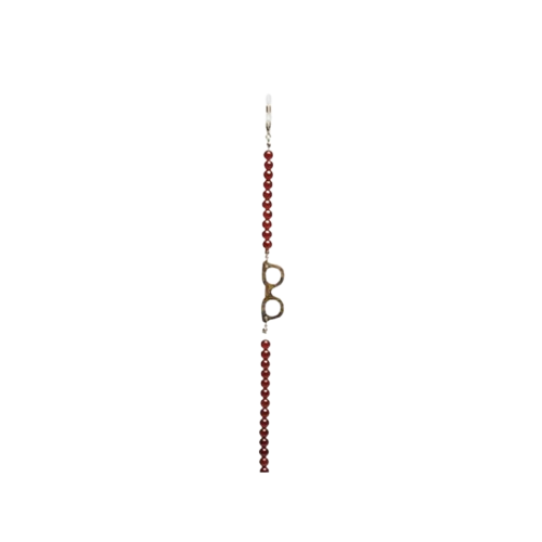 Collana bijoux per occhiali con palline in vetro Tiger's Eye - Più Forty
