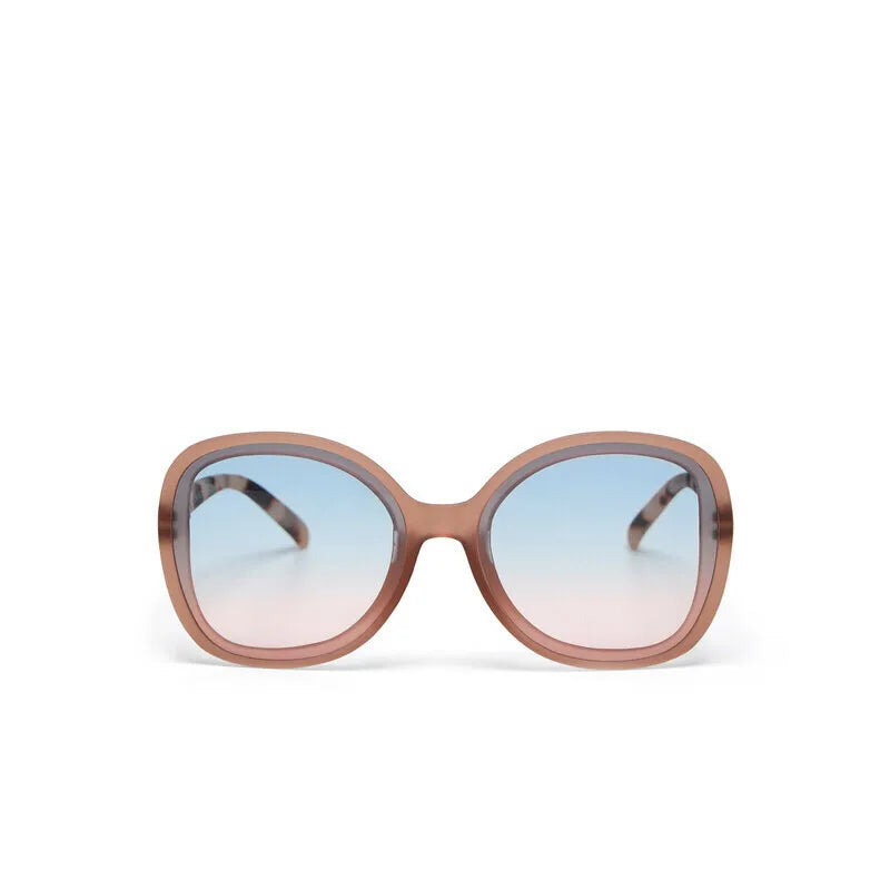 Occhiali da sole Butterfly verdi e Pink Havana con lenti blu e rosa - Più Forty