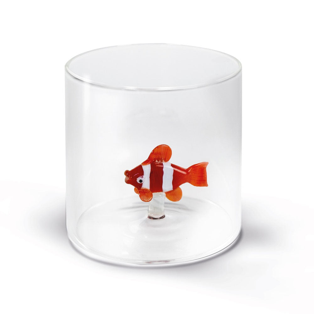 Bicchiere Figura Colorata in Vetro Borosilicato Pesce Pagliaccio 250ml WD Lifestyle