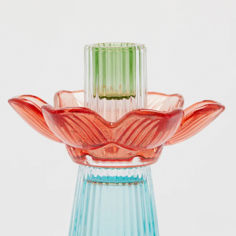 Portacandela Flower in Vetro H 21 Cm D 12 Cm Blu Mix - EDG