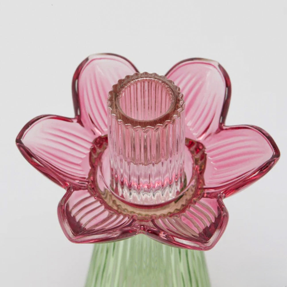 Portacandela Flower in Vetro H 21 Cm D 12 Cm Violet Mix - EDG