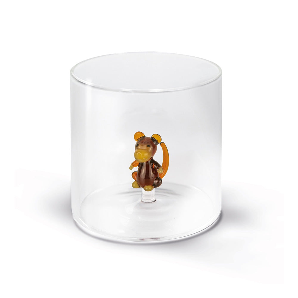 Bicchiere in Vetro Borosilicato Decoro Scimmia Capacità 250ml - WD Lifestyle
