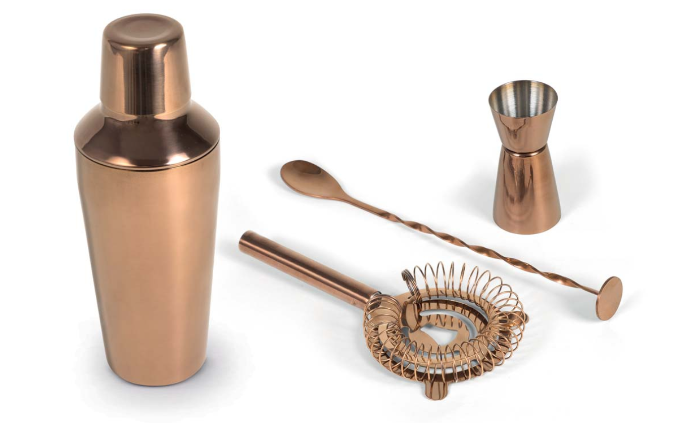 Set cocktail in acciaio inox con finitura rosegold WD Lifestyle