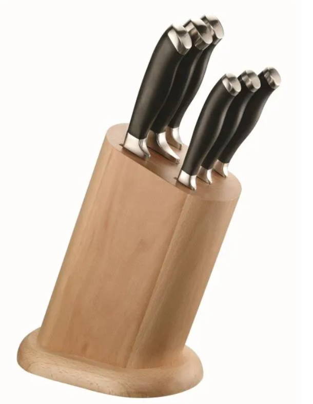 Ceppo in legno con 6 coltelli Pintinox