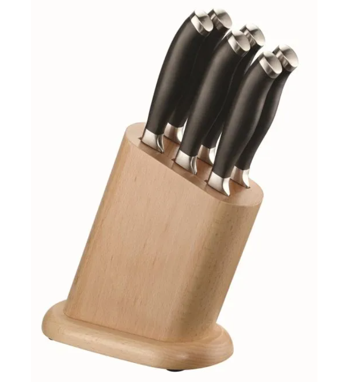 Ceppo in legno con 6 coltelli da bistecca Pintinox
