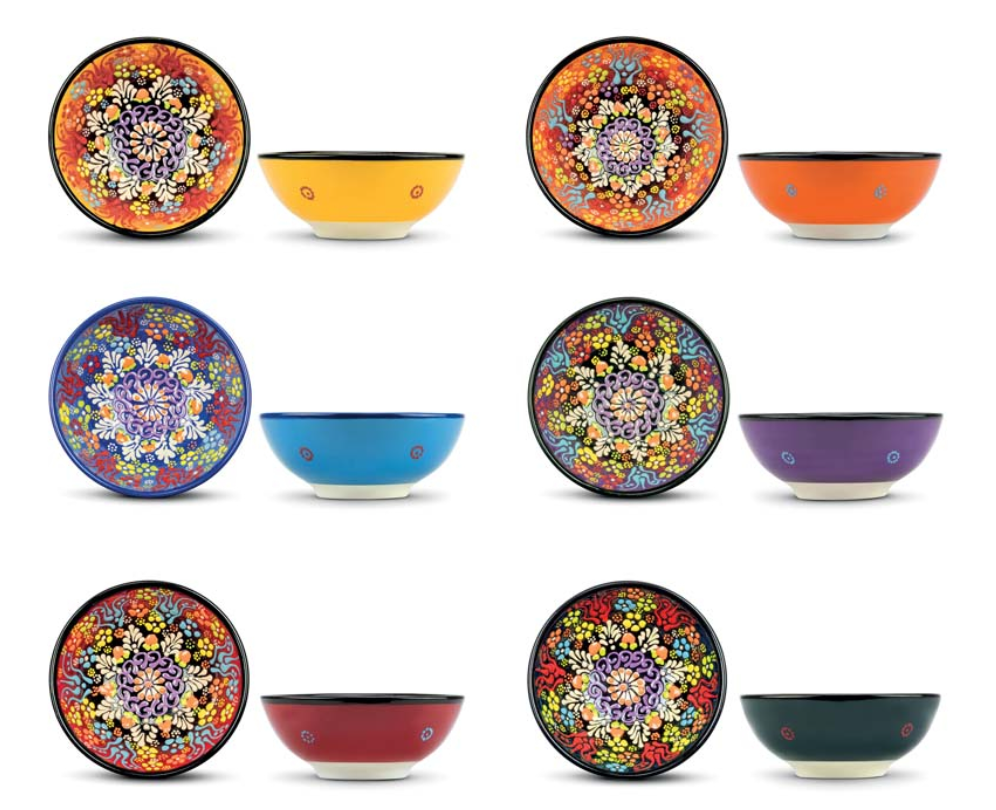 Set 6 coppette in ceramica con decoro a rilievo realizzato a mano WD Lifestyle