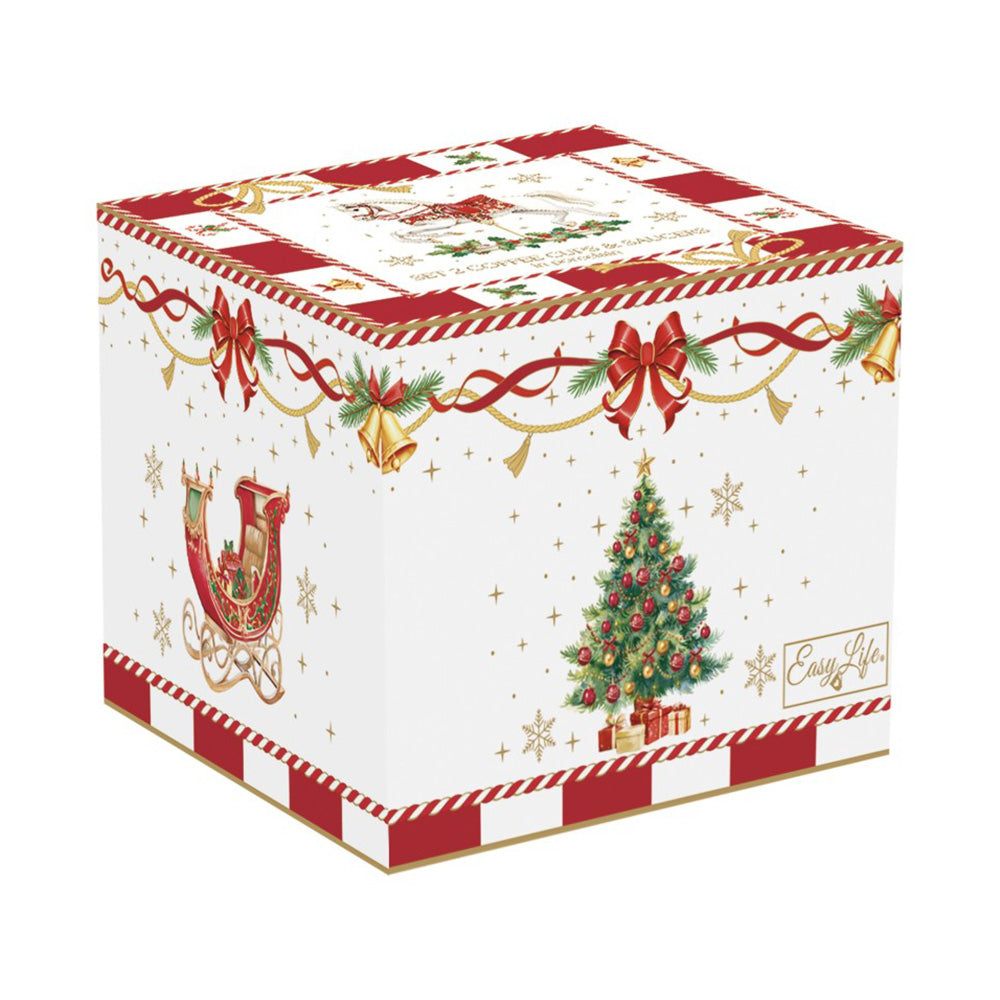 Set 2 tazzine caffè c/piatt.80 ml in porcellana in color box CHRISTMAS TALE - Easy Life