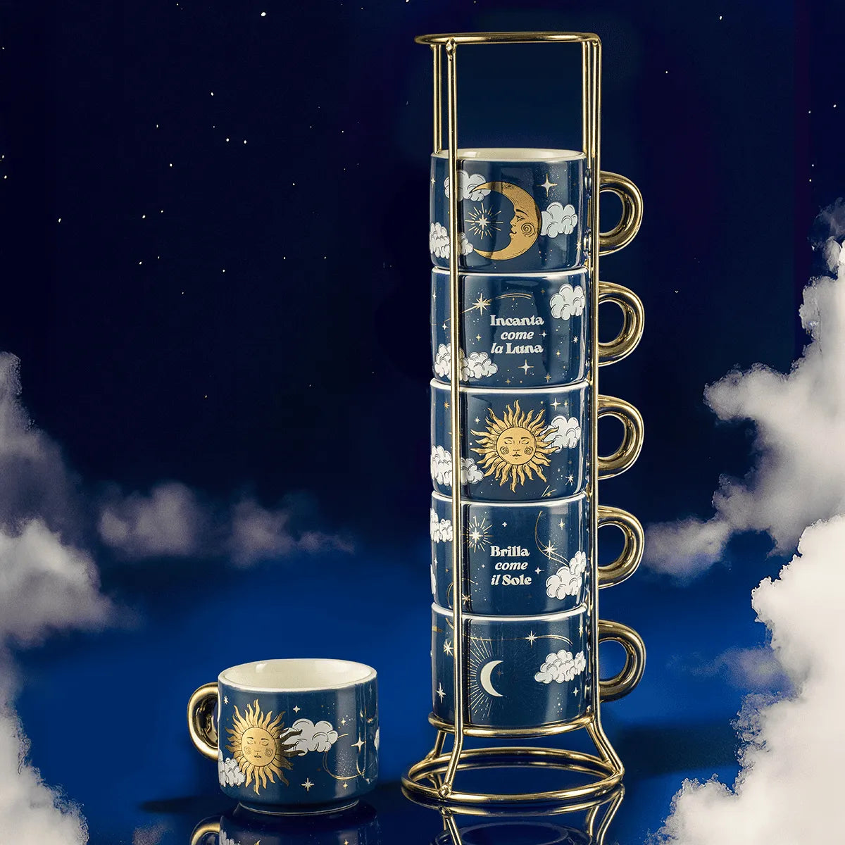 Set 6 tazzine impilabili sole e luna - Cielo Stellato - Bialetti