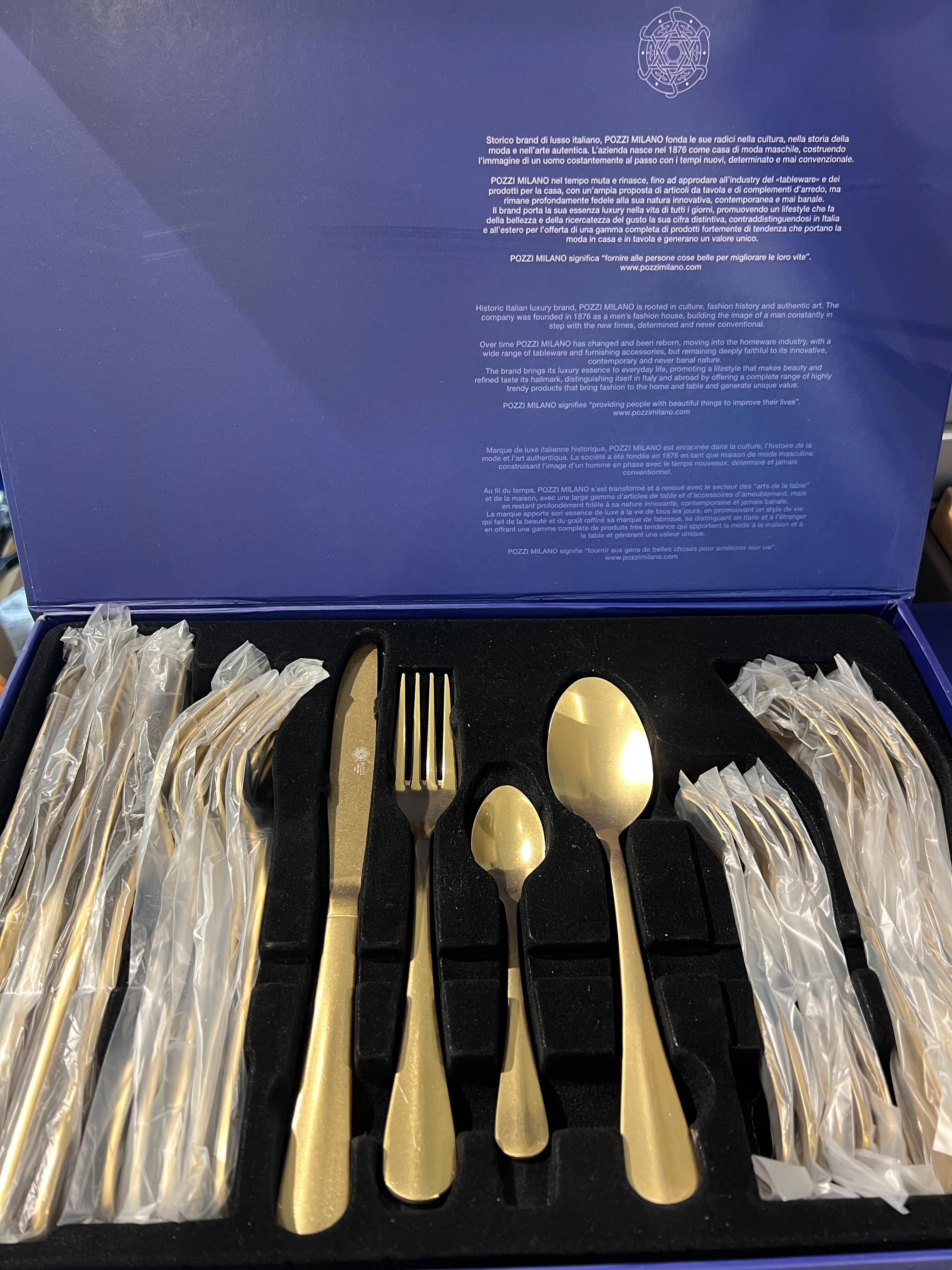 Set 24 posate Baguette oro anitco Pozzi Milano