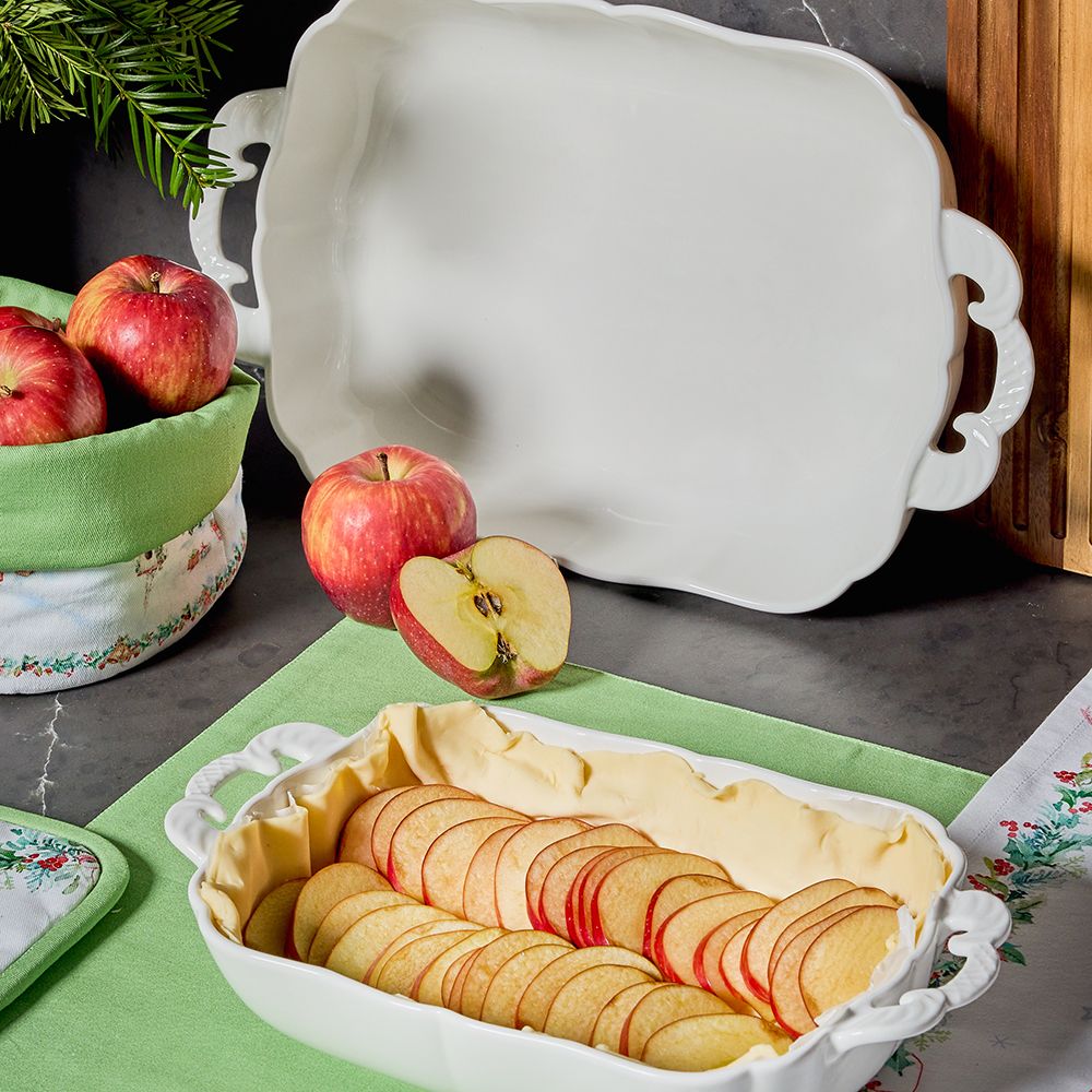 Pirofila con manici rettangolare cm 31x19x h 6 Brigitte Porcellana Bianco - Tognana