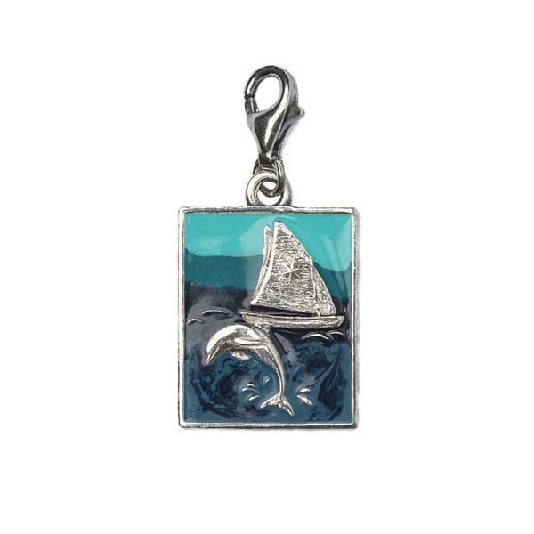 Ciondolo I Love Abruzzo in Argento Città di Mare Pescara - La vela Delfino