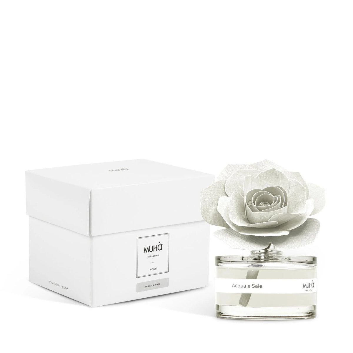 Profumatore per ambienti Rosa Diffuser, Fragranza Acqua e Sale, Diffusore Ambiente con Fiore in Legno di Betulla in vari formati Muha