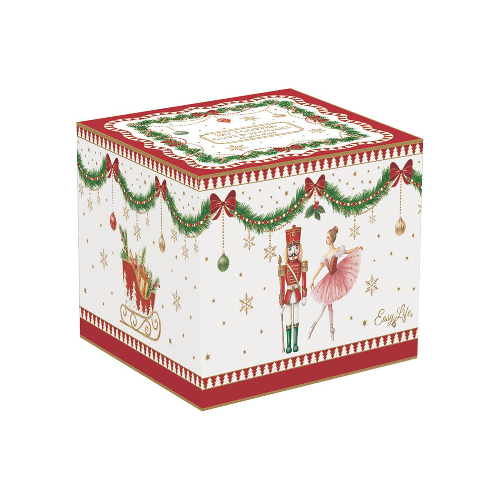 Set 2 tazzine caffè c/piatt.80 ml in porcellana in color box MAGIE DE NOEL - Easy Life