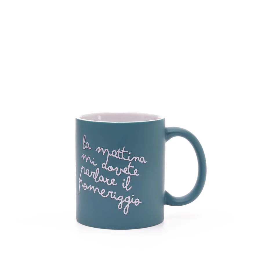 Mug in ceramica 32,5 cl verde opaco "La Mattina..." - Più Forty