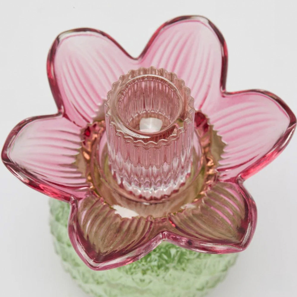 Portacandela Flower in Vetro H 16 Cm D 12 Cm Violet Mix - EDG