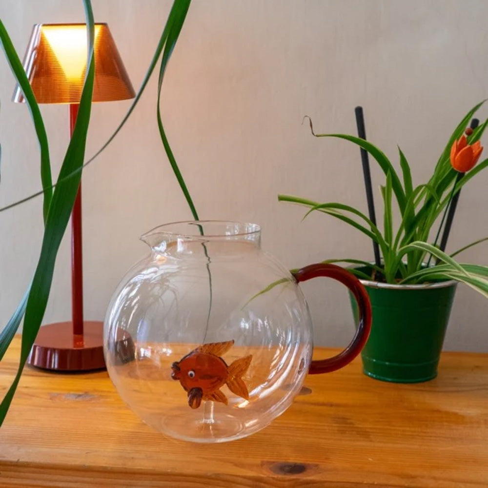 Brocca in vetro borosilicato con decoro Pesciolino Rosso Capacità 1,7 L - WD Lifestyle