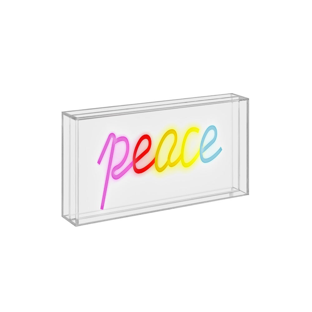 Insegna Neon con cornice in plexiglas Decoro Peace 30x15 cm - Wd Lifestyle