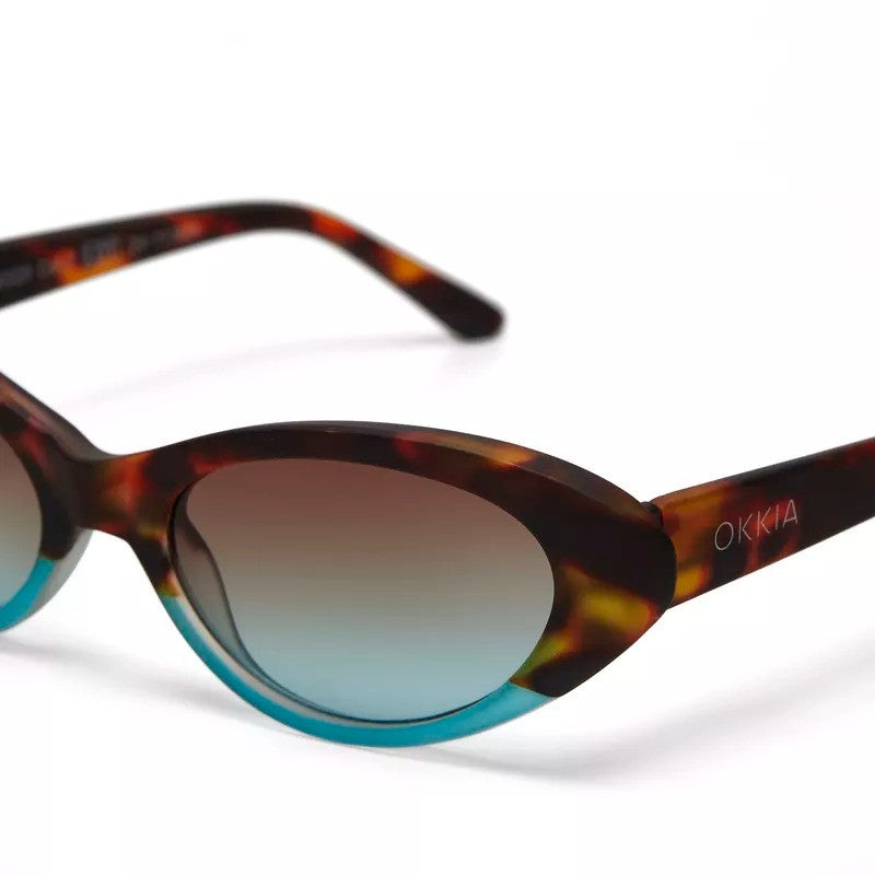 Occhiali da sole Cat Eye modello Lina Havana e blu - Più Forty