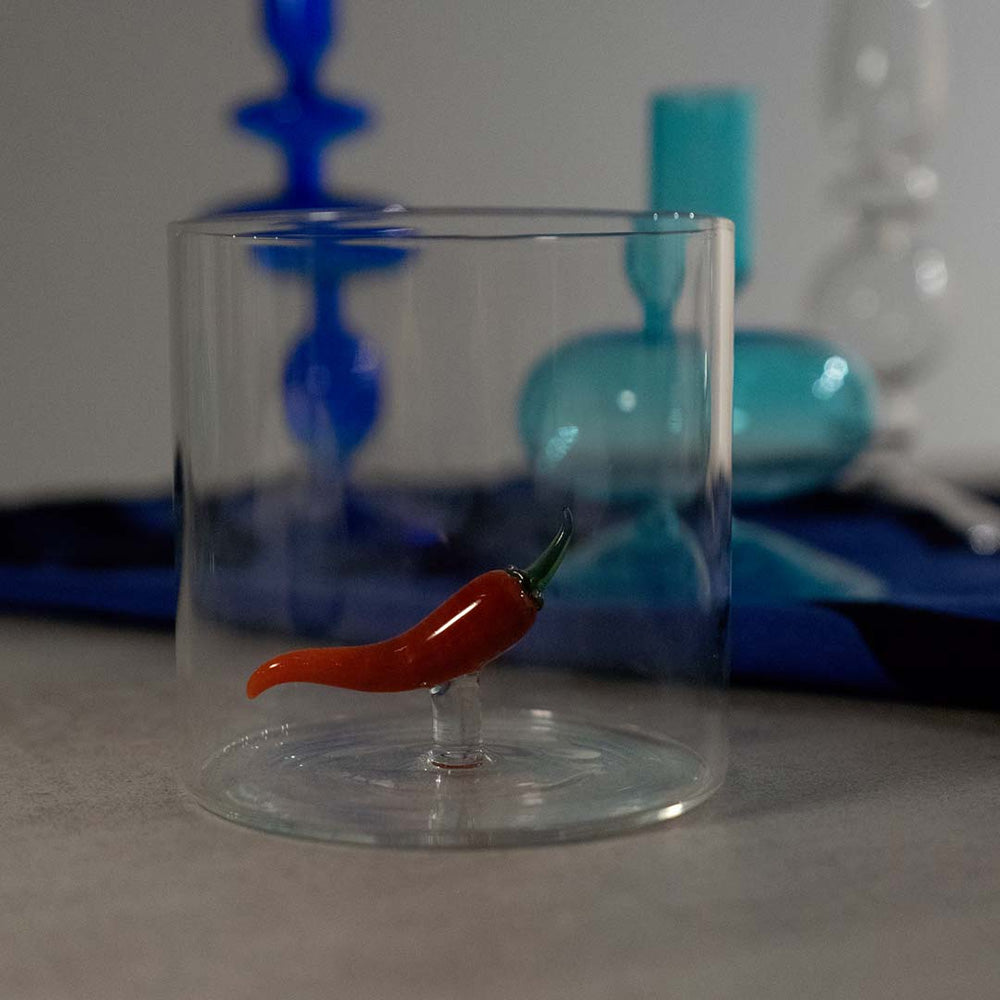 Bicchiere in Vetro Borosilicato Decoro Peperoncino Capacità 250ml - WD Lifestyle