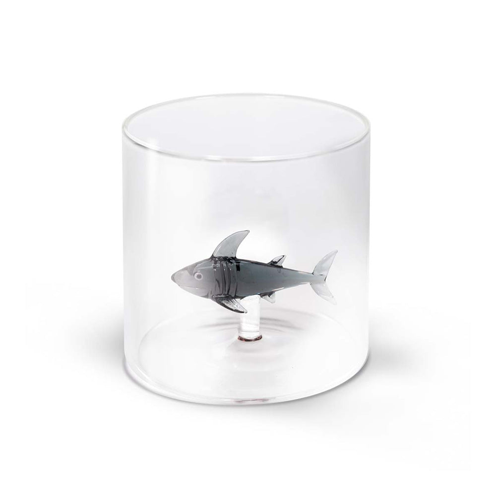 Bicchiere in Vetro Borosilicato Decoro Squalo Capacità 250ml - WD Lifestyle