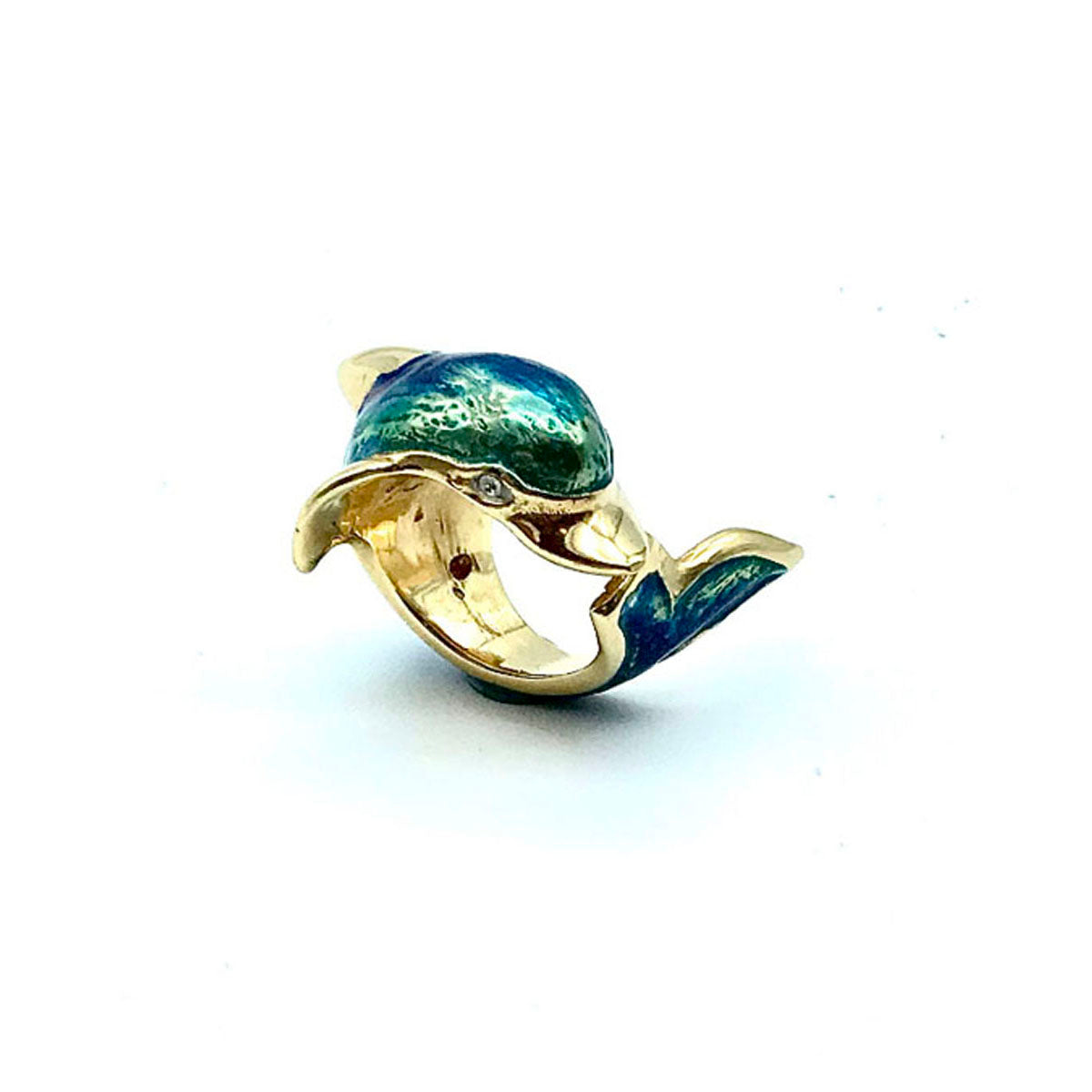 Anello Delfino in otttone smaltato
