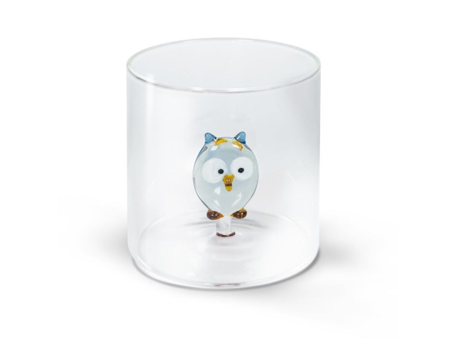 Bicchiere Figura Colorata in Vetro Borosilicato Gufo 250ml
