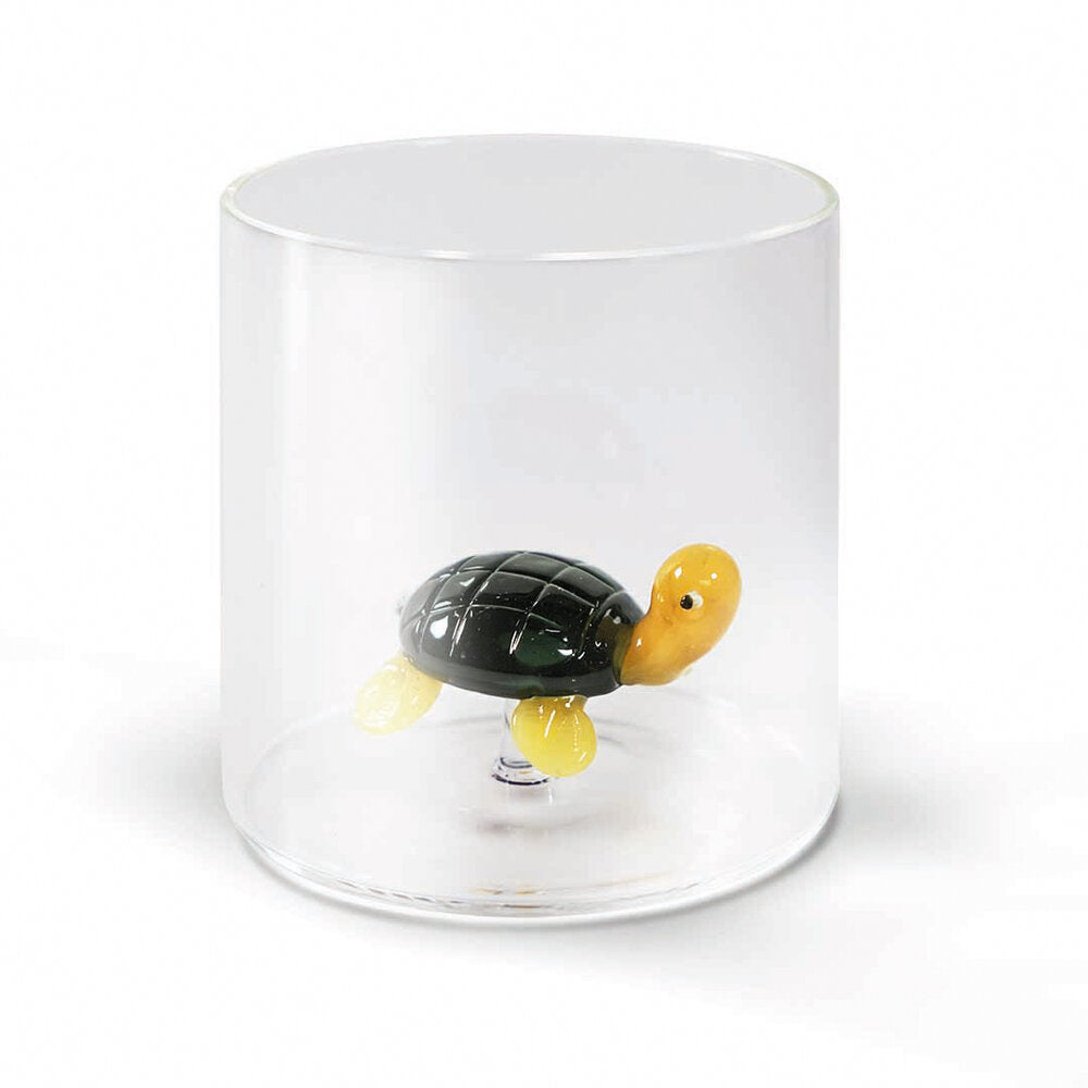 Bicchiere Figura Colorata in Vetro Borosilicato Tartaruga 250ml