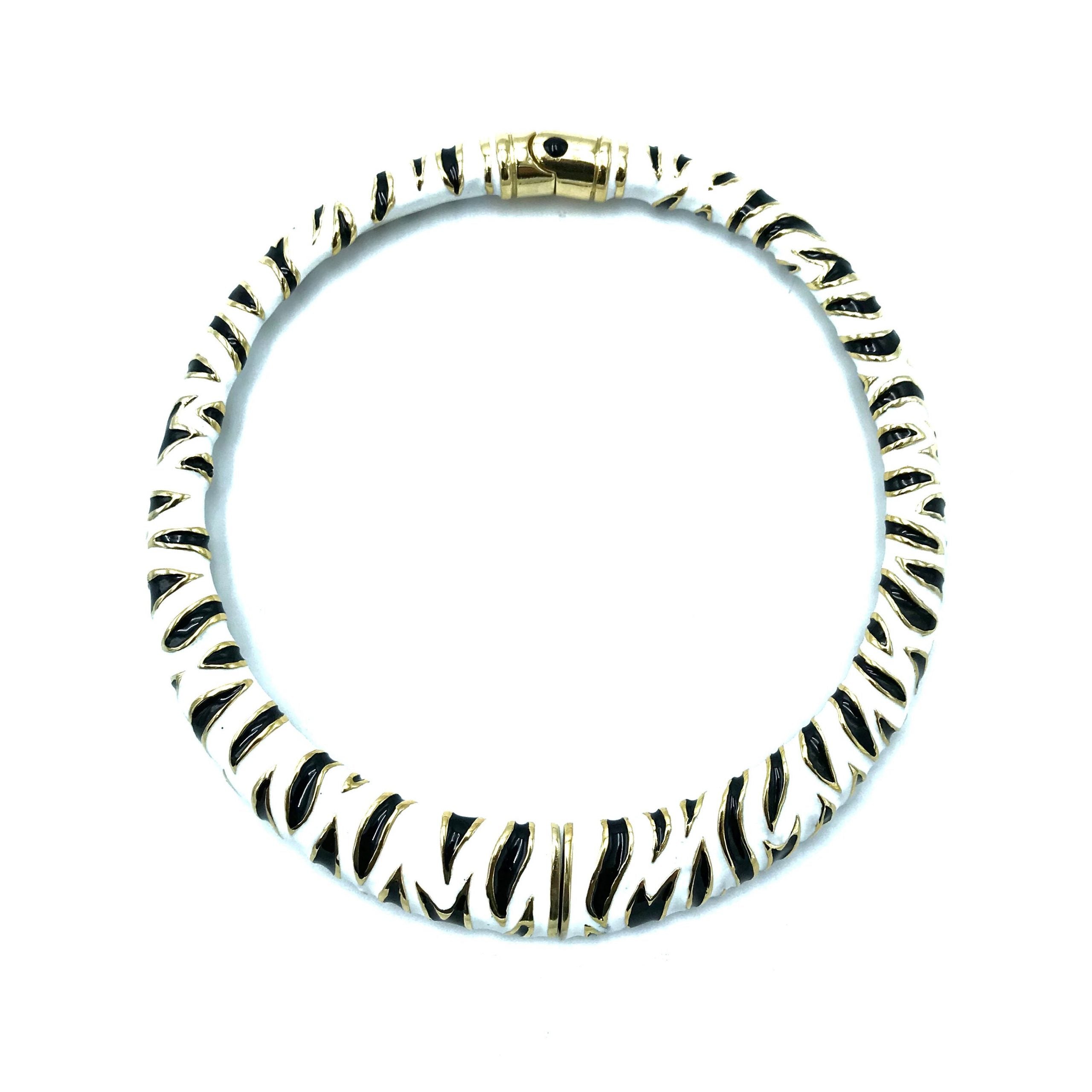 Collana Rigida Texture Zebra in ottone smaltato