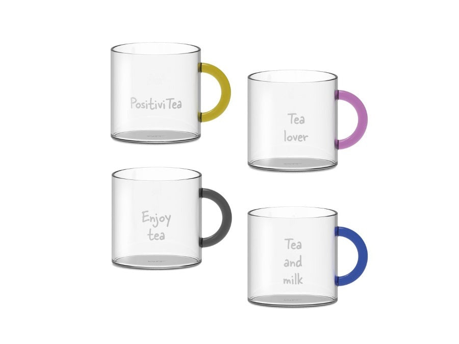 Set 4 Tazze da tè in Vetrro Borosilicato Capacità 250Ml