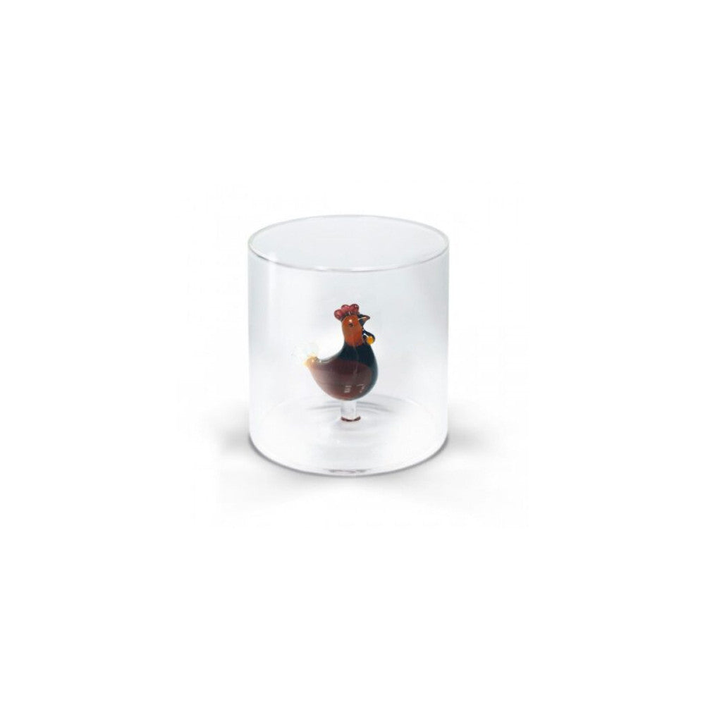 Bicchiere Figura Colorata in Vetro Borosilicato Gallo 250ml