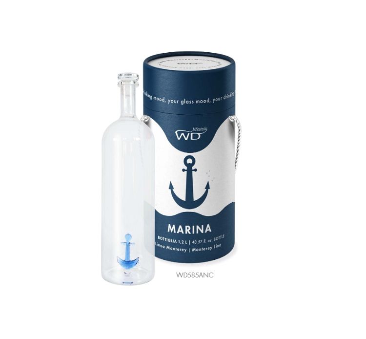Bottiglia Figura Colorata in Vetro Borosilicato con tappo L'ancora 1.2L