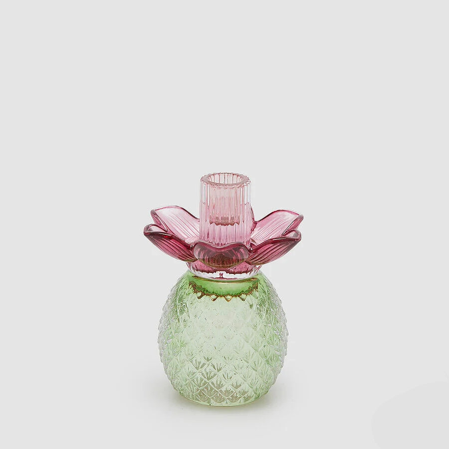 Portacandela Flower in Vetro H 16 Cm D 12 Cm Violet Mix - EDG