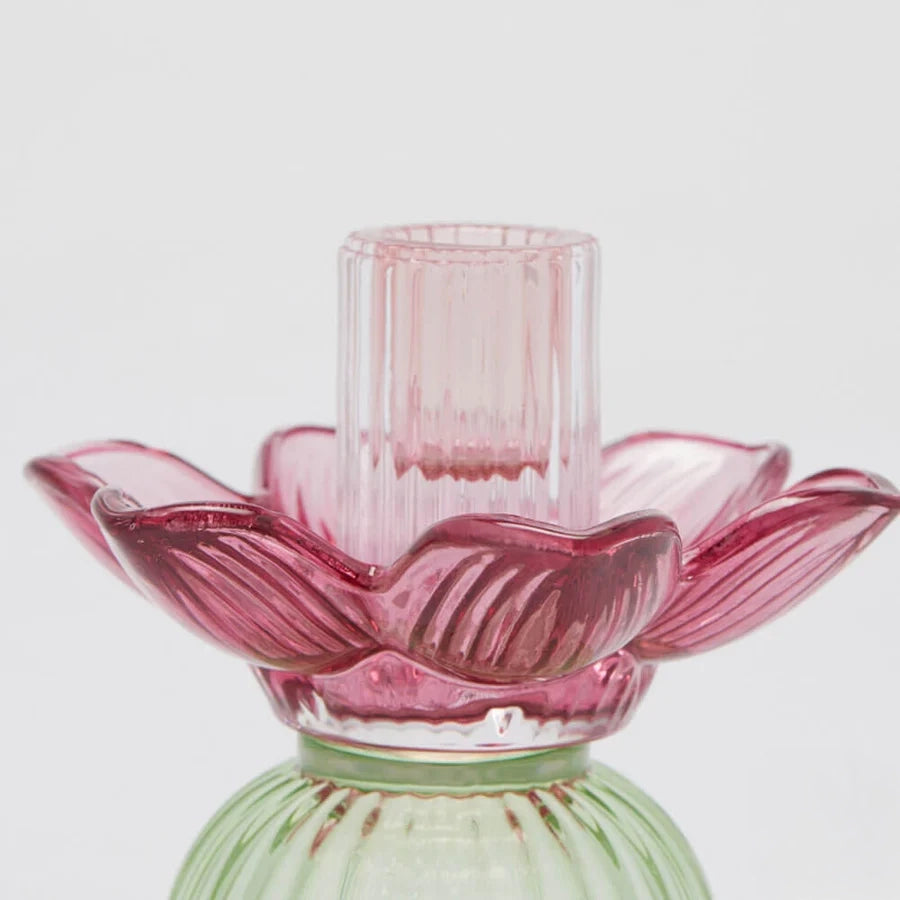 Portacandela Flower in Vetro H 12,5 Cm D 12 Cm Violet Mix - EDG