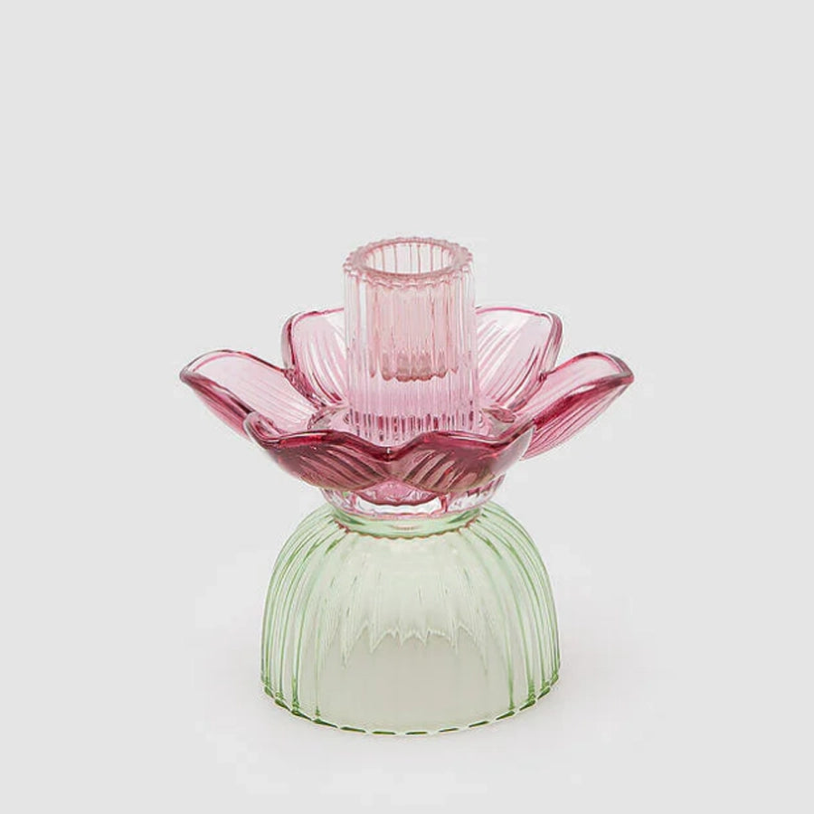 Portacandela Flower in Vetro H 12,5 Cm D 12 Cm Violet Mix - EDG
