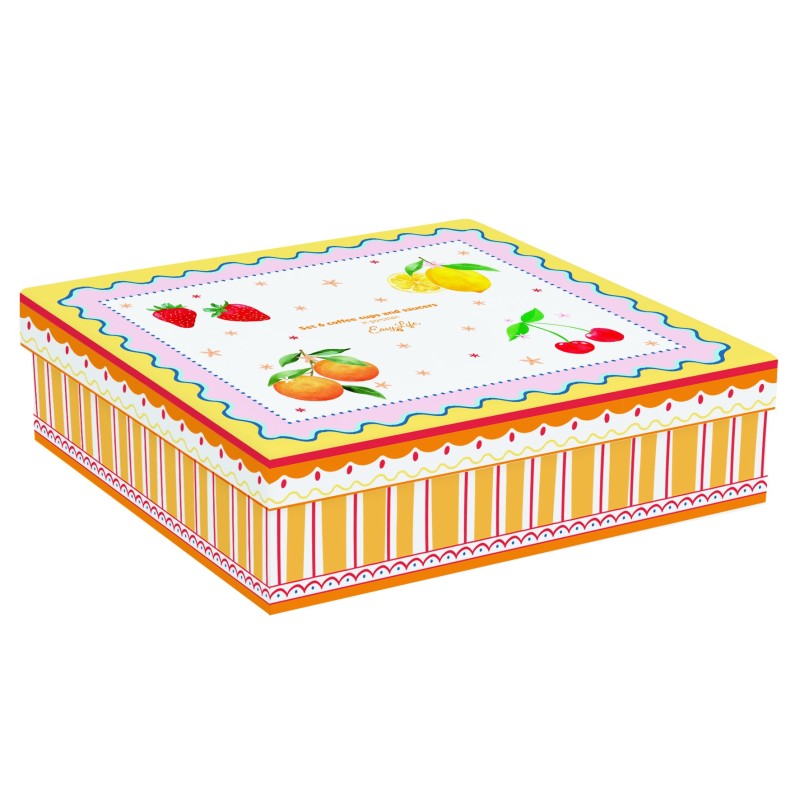 Set 6 tazzine espresso 100 ml con piattini in gift box - Fleurs et Citrons - Easy Life