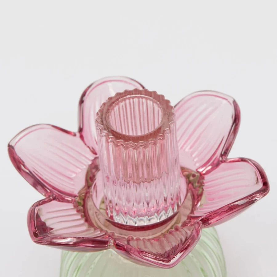 Portacandela Flower in Vetro H 12,5 Cm D 12 Cm Violet Mix - EDG