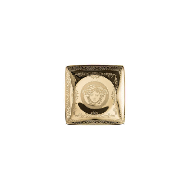 Coppetta Quadrata Golden Medusa Ciotolina bassa - Quadrato - Ø 15,0 cm - h 1,7 cm, Porcellana in Porcellana - Rosenthal Versace