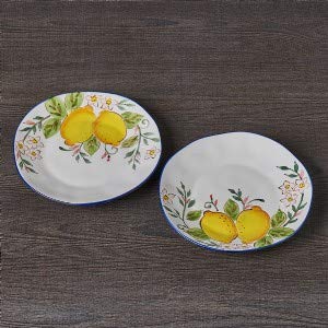 Set 2 Piatti da Dessert in Porcellana Dipinti A Mano Amalfi DIAM. 21 CM. D15329 Henriette