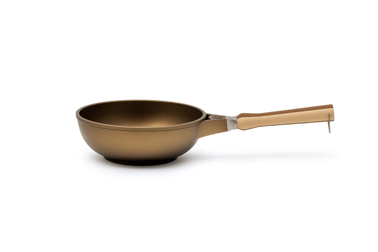 Wok Antiaderente Per Induzione 24 cm - Wok In Alluminio con Manico Removibile Per Induzione. Adatta per Forno Luchetti