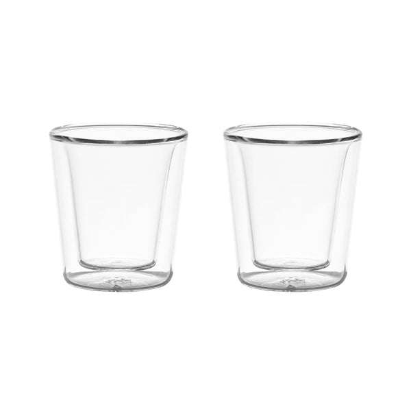 Set di 2 bicchieri a doppia parete in vetro borosilicato. Capacità: 70 ml