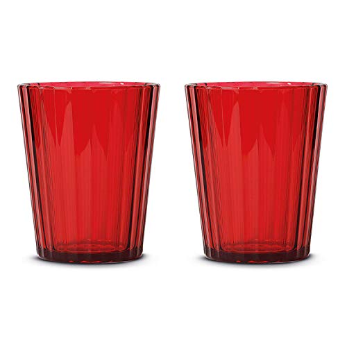 WD Lifestyle SET 2 BICCHIERI 370ML ROSSO IN ACRILICO ACCESSORI TAVOLA CUCINA