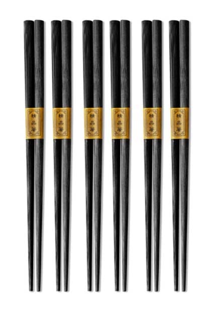 Set 6 bacchette chopstick sushi legno nero