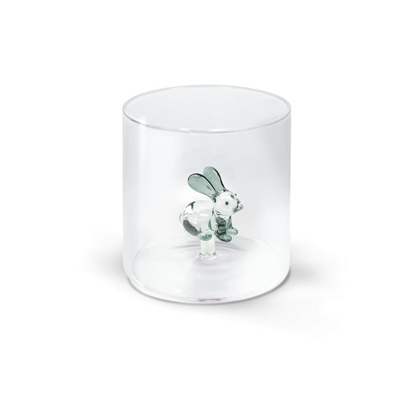 WD Lifestyle Bicchiere in vetro borosilicato. Capacità 250 ml. Decoro coniglio.