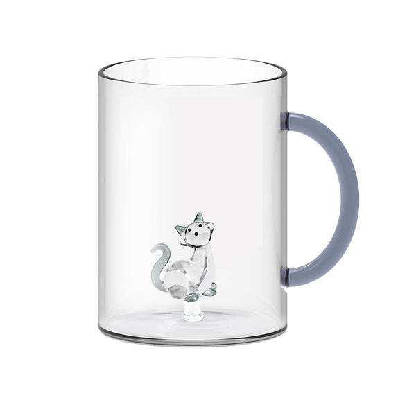 WD Lifestyle Tazza in vetro borosilicato in confezione regalo. Capacità: 420 ml. Figurina: Gatto