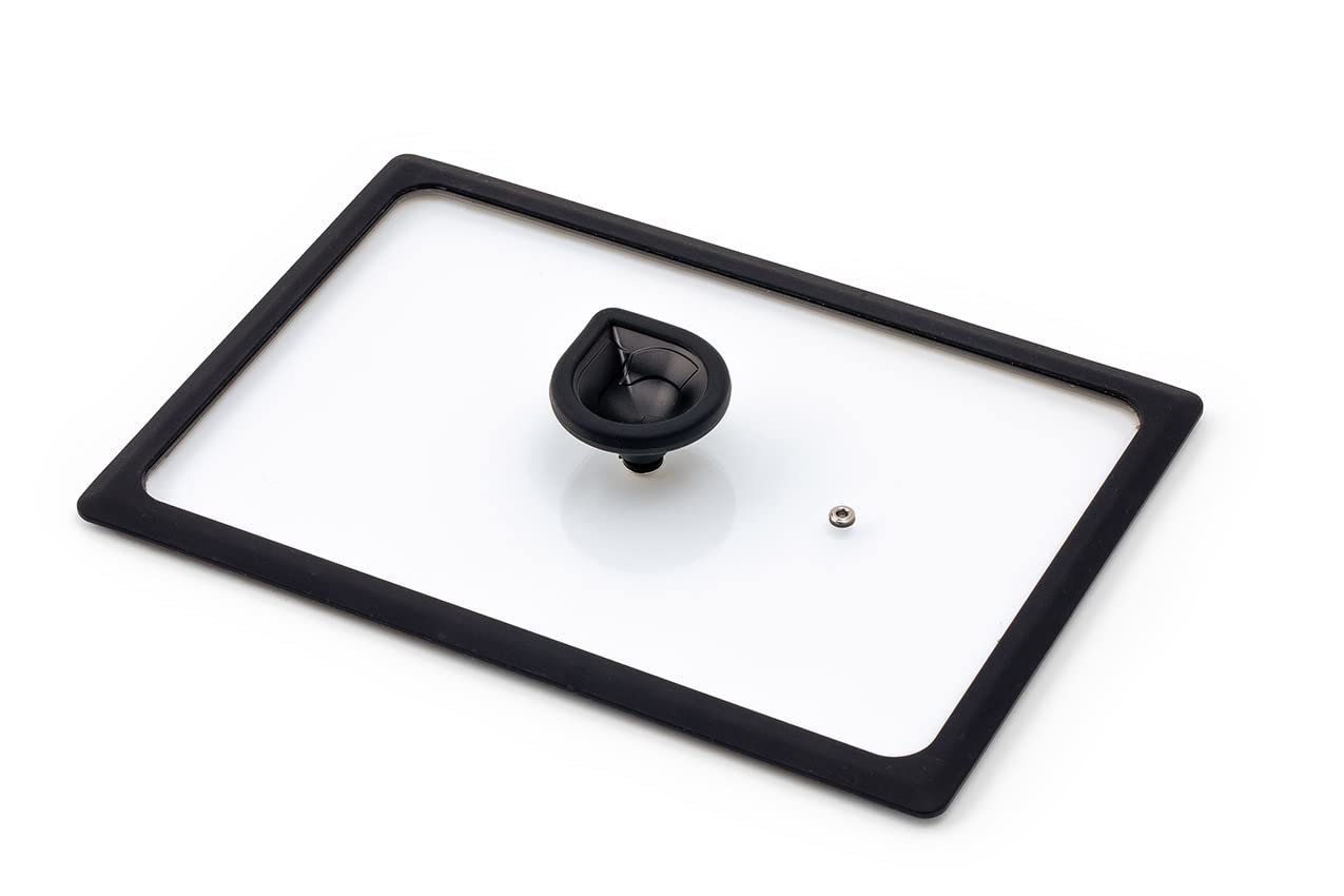 Coperchio Rettangolare 25x35 in Vetro Temperato Luchetti K360 - Specifico Per Grill e Rostiera Rettangolari Luchetti K 360 - Bordi in Silicone Luchetti