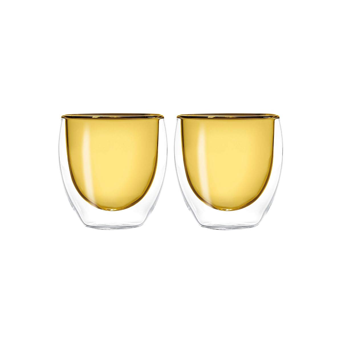 Set di 2 bicchieri a doppia parete in vetro a doppia parete Capacità: 80 ml Colore parete interna: giallo Wd Lifestyle